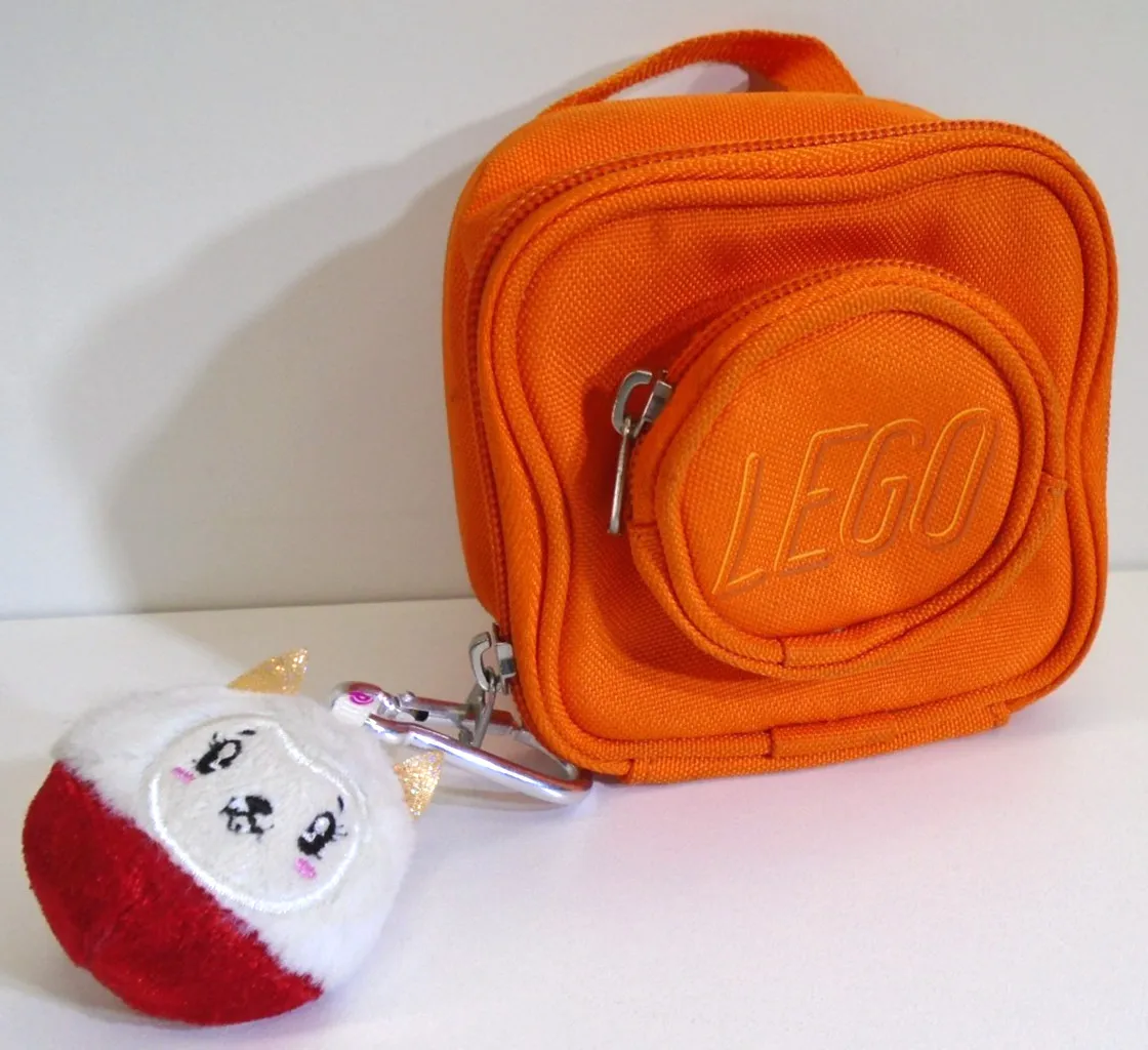 LEGO Brick Orange Block Coin Purse Belt Bag Mini Play Backpack w/ Anime Plushie