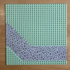 LEGO Light Green Baseplate Road 32x32 Angled Driveway Cobblestone 4478px3 6419 