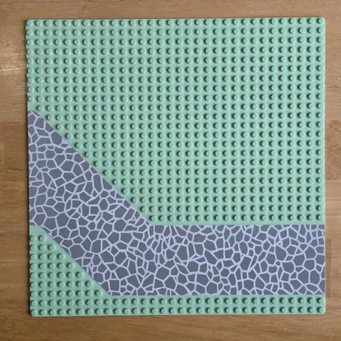 LEGO Light Green Baseplate Road 32x32 Angled Driveway Cobblestone 4478px3 6419 