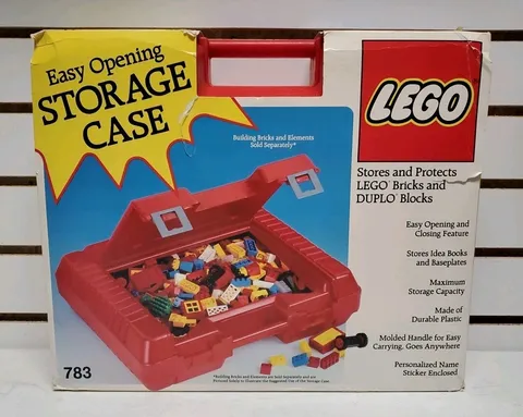 1985 Lego Storage Carrying Case 15x12x4 - Red Plastic Briefcase - New, Open Box