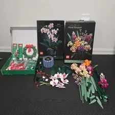 LEGO Botanical Lot: Orchid 10311, Flower Bouquet 10280, Christmas Wreath 40426