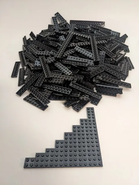 LEGO 440pcs 2x2 2x3 2x4 2x6 2x8 2x10 2x12 Assorted Plates Flat Lot Black
