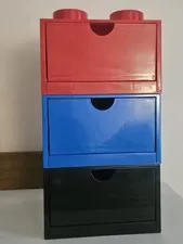 LEGO New 4-stud Storage Brick Drawers Stackable Out Of Box 3 - Red Blue Black