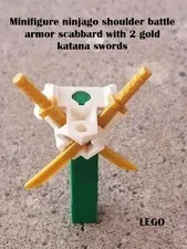 LEGO Minifigure Ninjago Shoulder Battle Armor Scabbard With 2 Gold Katana Swords