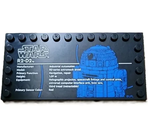 new LEGO 6 x 12 Tile with border studs - Printed Star Wars Logo & R2-D2