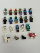 LEGO Minecraft Minifigure Lot Bundle - Steve Zombie Skeleton Creeper