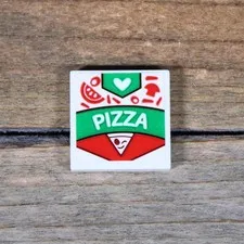 LEGO Friends White Tile 2 x 2 with 'PIZZA' Box Pizza Slice Pattern 3068pb1114