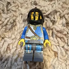 LEGO Minifigure - Blue Gray Outfit w/ Black Hood Helmet Plastic Figure 1pc