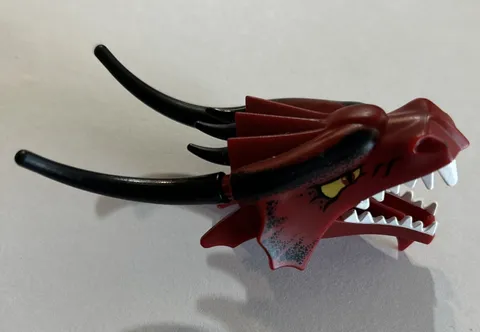 Lego Animal Dragon Head Only Black & Dark Red Fantasy Era - 7093