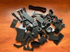 Lego Bricks Black Parts Lot Mixed Plates, Girders, Wheels, Arches & Bricks