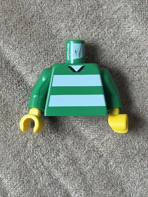 LEGO Minifigure Torso Green Soccer Horizontal White Stripes & No. 18 Back
