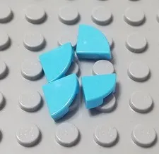 LEGO New Lot of 4 Medium Azure 1x1 Quarter Round Corner Tile Pieces