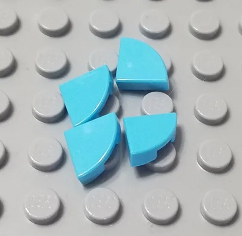 LEGO New Lot of 4 Medium Azure 1x1 Quarter Round Corner Tile Pieces