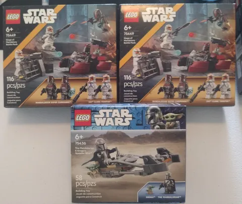 x2 Lego Siege of Mandalor Battle Pack 75449+Mandalorian & Grogu's Speeder 75436