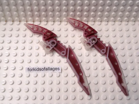 Lego Bionicle Weapon 44813pb01 Staff of Light Blade Marbled Dark Red 2 Pcs 58813