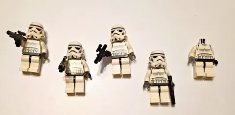 Lego Star Wars minifigure Storm Troopers Lot of 5 with Black Heads