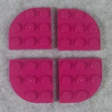 LEGO 30357 Plate Round Corner 3 x 3 Magenta x4 Genuine