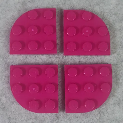 LEGO 30357 Plate Round Corner 3 x 3 Magenta x4 Genuine
