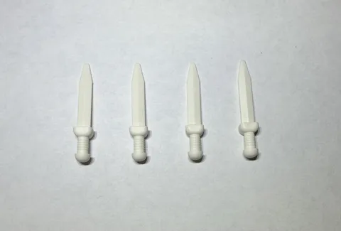 Lego Lot Of 4 Mini Short Swords Sword Weapon Castle Knight White New