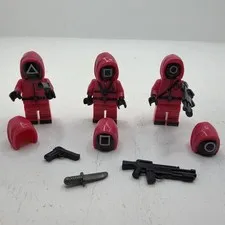 Lego Squid Games Guards Custom Printed Minifigure Lot Triangle Square Circle