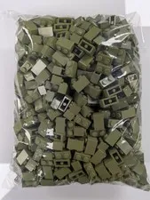 Lego 1,000 New Olive Green Brick 1 x 2 Stud Building Blocks # 3004