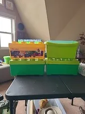 3 LEGO Storage Brick Stackable Box 8 Stud Building Block Container 14x7x6 Green