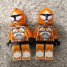 LEGO Star Wars Clone Trooper Minifigures Lot of 2 Orange White with Helmets