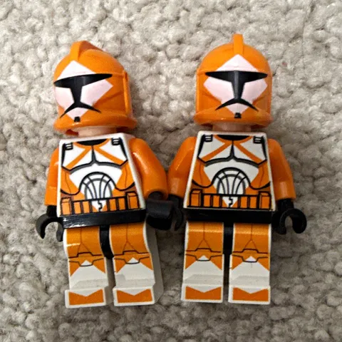 LEGO Star Wars Clone Trooper Minifigures Lot of 2 Orange White with Helmets