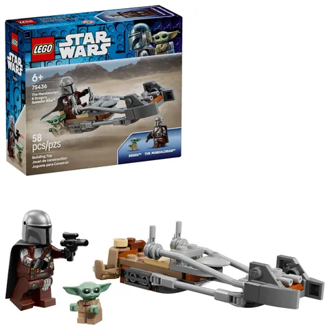 LEGO Star Wars The Mandalorian & Grogu’s Speeder Bike Building Toy Multicolor