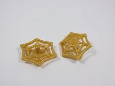 LEGO 2 Pearl Gold Spiderwebs w/ Pin on Back Weapon Minifig S3