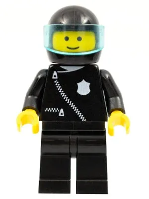 LEGO® Minifigure Town cop027 Police Zipper w/Badge Black Legs Black Helmet Trans