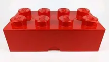 Lego Large Stackable Storage Brick Block Box Only 8 Knobs Red w/ Lid Authentic
