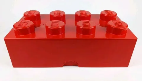 Lego Large Stackable Storage Brick Block Box Only 8 Knobs Red w/ Lid Authentic