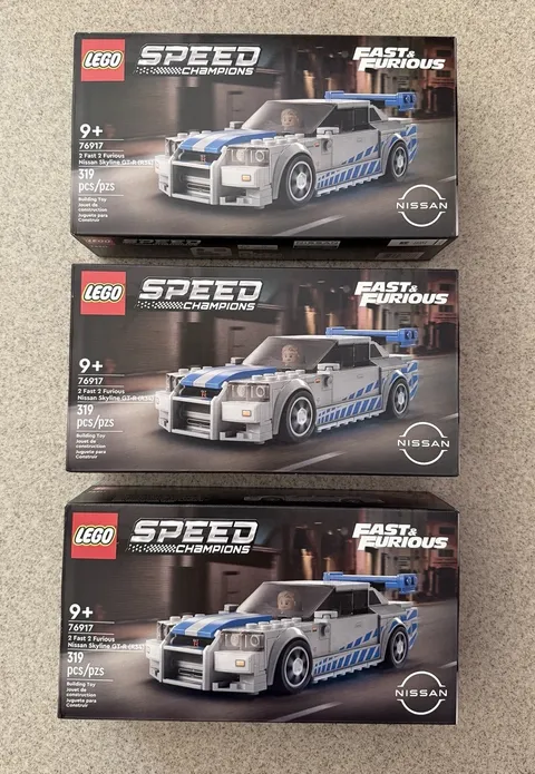 (3) LEGO 76917 Speed Champions 2 Fast 2 Furious Nissan Skyline GT-R R34 Toy Lot