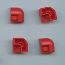 LEGO x 4 Red Slope, Curved 2 x 2 Corner Round with Recessed Stud 5846