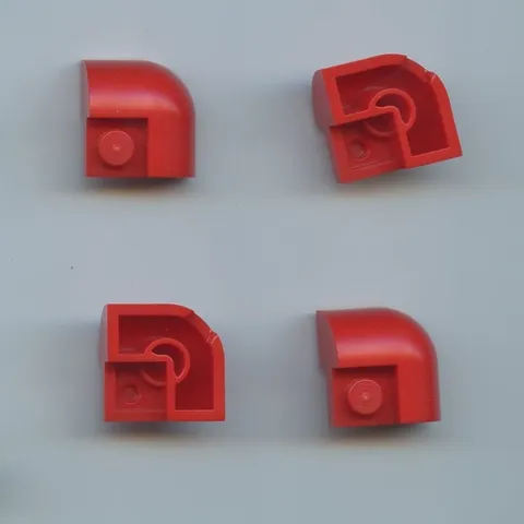 LEGO x 4 Red Slope, Curved 2 x 2 Corner Round with Recessed Stud 5846