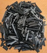LEGO 400pcs 1x Wide Plates 1x2 1x3 1x4 1x6 1x8 1x10 1x12 Black Bulk Lot Cleaned 
