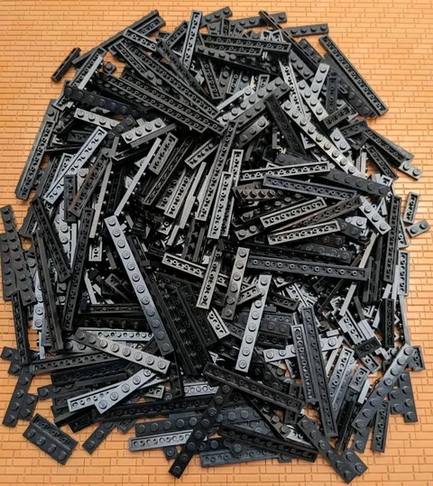 LEGO 400pcs 1x Wide Plates 1x2 1x3 1x4 1x6 1x8 1x10 1x12 Black Bulk Lot Cleaned 