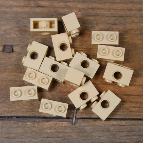 LEGO Tan Technic Brick 1 x 2 Part No. 3700 Qty 15