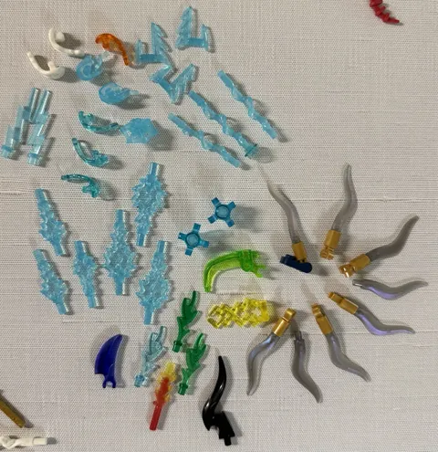 LEGO Ice Effect & Fantasy Creature Horns Lot 50+ Trans-Blue Pieces