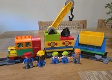LEGO Duplo Motorized Sounds LOCO & 2 CARS TIPPER CRANE 5 FIGURE 4 TRACKS Lot 