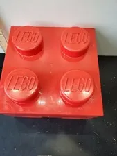 LEGO brick square Medium RED Storage Toy Box Container #4003 EUC stacking 4 