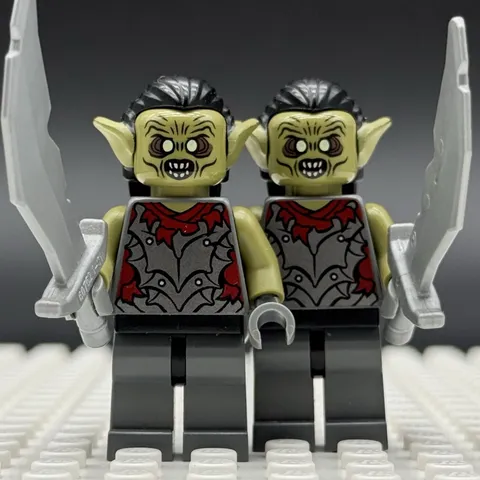 LEGO Lord of the Rings Moria Orc Minifigure Lot x2 lor011 Olive Green