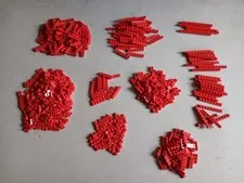 LEGO BULK LOT 700 RED FLAT PLATES 1X1 1X2 1X3 1X4 1X6 1X8 1X10 1X12  2X2 CORNER