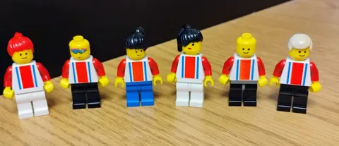 Lego Minifigures LOT (6) Red White Blue Soccer Players