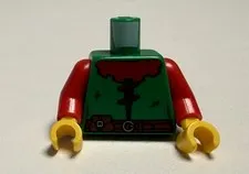 Lego New Minifigure Green Torso Castle Forestman Red Collar Part