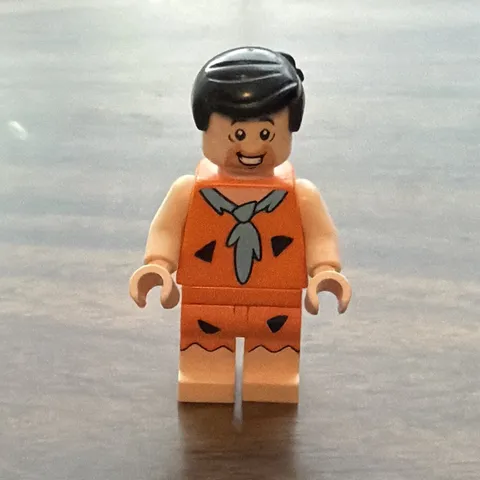 LEGO Fred Flintstone Minifigure - Orange Outfit, Blue Tie, Black Hair