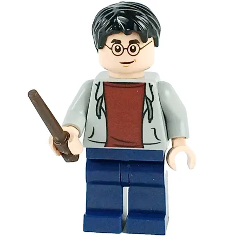 LEGO® Harry Potter Minifigure™ Light Bluish Gray Hooded Sweatshirt hp213 w Wand