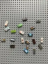 Lego Lot of 20 1x2 Tiles with printed pattern design combine shipping to save 2