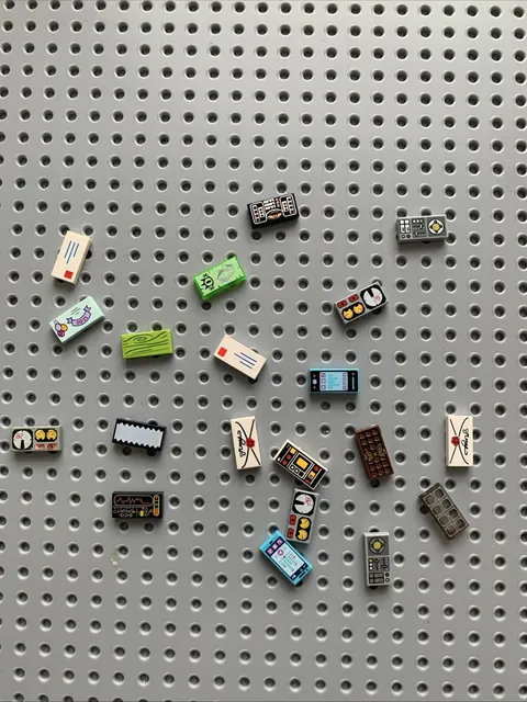 Lego Lot of 20 1x2 Tiles with printed pattern design combine shipping to save 2